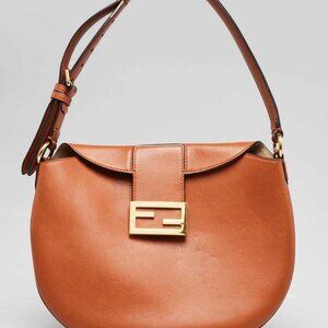 Fendi Brandy Vitello Grace Leather Small Croissant Hobo Bag